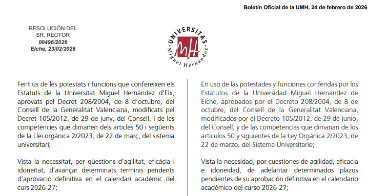 Adelantamiento plazos administrativos proceso de preinscripción curso 2026-2027